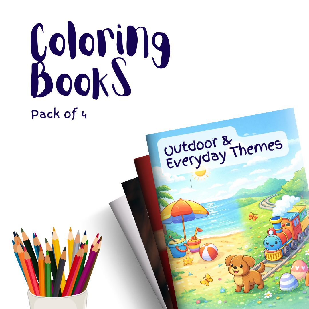 Outdoor & Everyday Themes – 4 Coloring Books